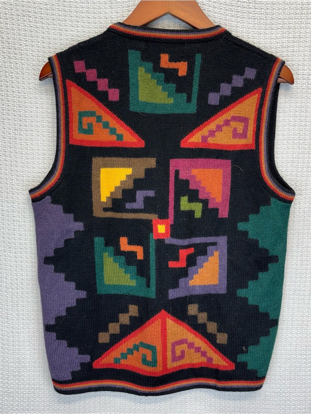 Vintage Illary Baby Alpaca Vest Women Med Southwest Colorful Boho Festival HTF - Picture 6 of 10